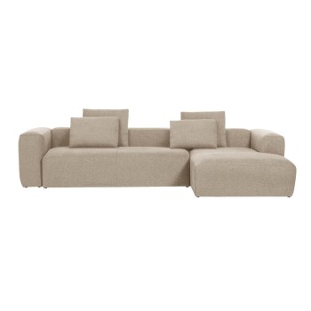 Blok 4-personers sofa chaiselong højre beige 330 cm