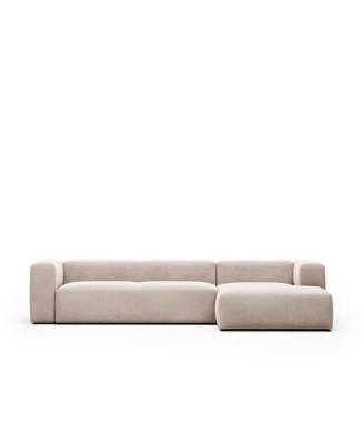 Blok 4-personers sofa chaiselong højre beige 330 cm
