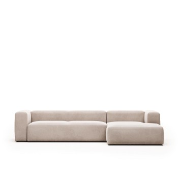 Blok 4-personers sofa chaiselong højre beige 330 cm