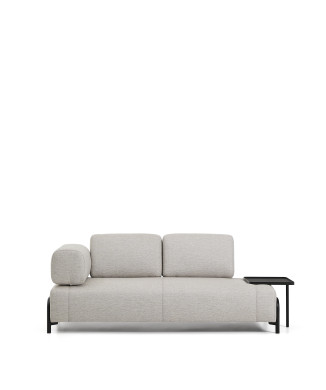 Compo 2-personers sofa i gråbeige med stor bakke og 200 cm sort metalstel FSC Mix Credit
