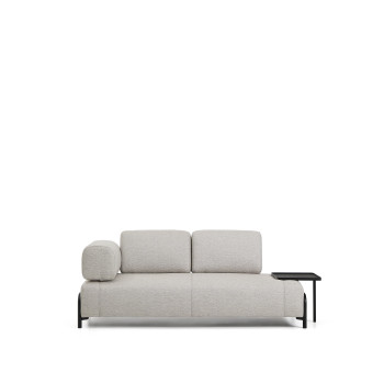 Compo 2-personers sofa i gråbeige med stor bakke og 200 cm sort metalstel FSC Mix Credit