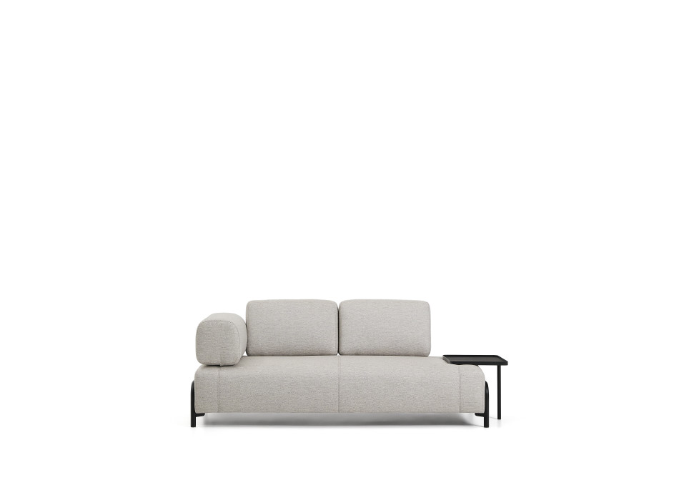 Compo 2-personers sofa i gråbeige med stor bakke og 200 cm sort metalstel FSC Mix Credit