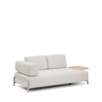 Compo 2-personers sofa i ecru chenille, stor bakke med egetræsfiner og beige metalstel 200 cm FSC Mix Credit