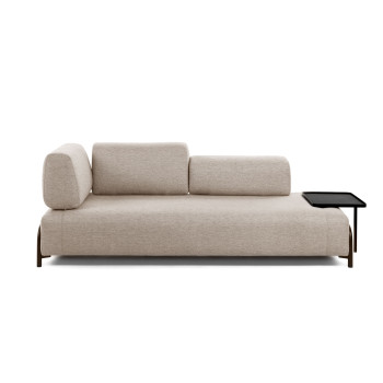 Compo 3-personers gråbeige sofa med stor bakke 252 cm
