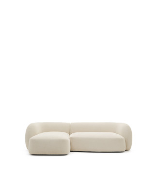 Martina 3-personers modulsofa i chenille med chaiselong i venstre side, ecru, 287 cm