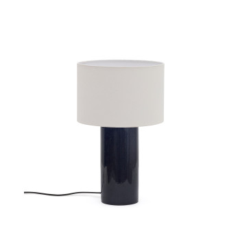Toneric keramisk bordlampe med blå og bomuldsfinish