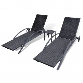 Liggestole med polyrattanbord