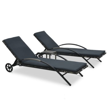 Solsenge med polyrattanbord