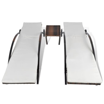 Solsenge med polyrattanbord