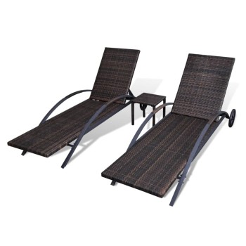 Liggestole med polyrattanbord