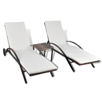 Solsenge med polyrattanbord