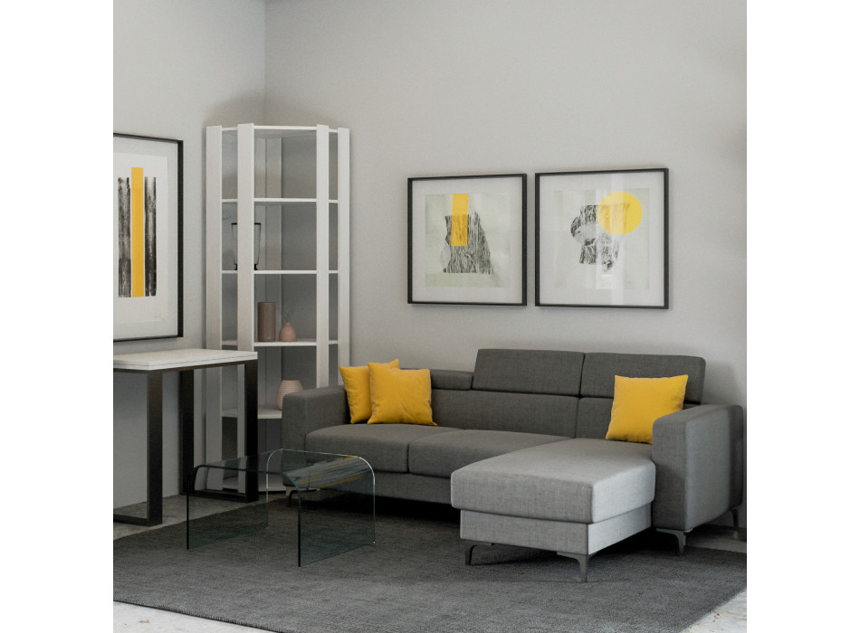 Kato hjørnereol - Kato hjørnekomposition B 6R 4 lange paneler + 2 bagpaneler hvid ask