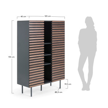 Kesia reol 105 x 155 cm valnød, mat grafit MDF