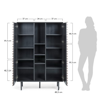 Kesia reol 105 x 155 cm valnød, mat grafit MDF