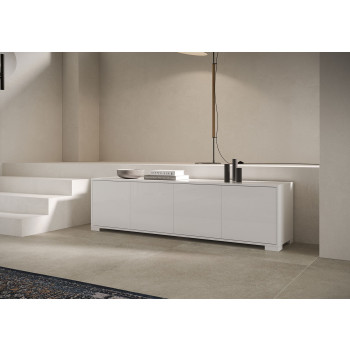 Lumina Højglans Hvid Skænk/TV-bord/Høj Skænk - 4-dørs TV-bord 172x40x48 cm Lumina Højglans Hvid