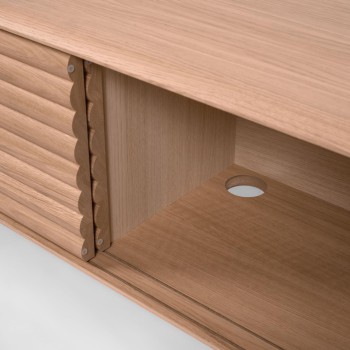 Lenon TV-skab med 2 låger i massivt træ og egetræsfiner 200 x 57 cm FSC MIX Credit