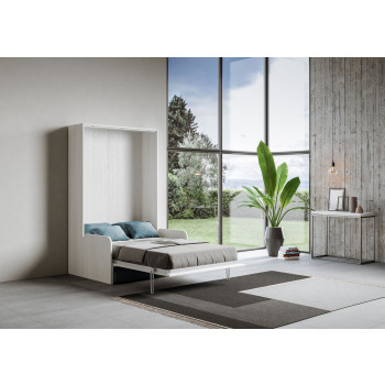 Mod. Kentaro Fransk 140 med sofa - Kentaro 140 dobbeltseng med sofa i hvid ask, lyseblå