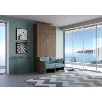 Mod. Kentaro Fransk 140 med sofa - Fransk dobbeltseng 140 Kentaro med sofa og vægskab hvid ask, lyseblå