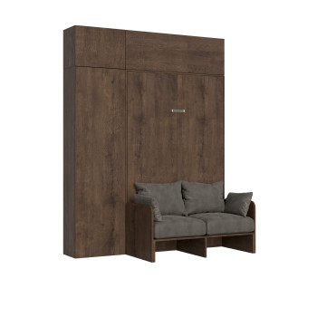 Mod.Kentaro Sofa 1/2 - 120 cm lodret queensize-foldeseng Kentaro Sofa med søjle og vægskabe Hvid Ask