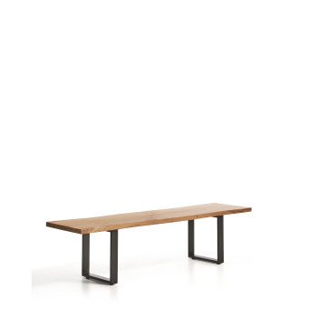 Luksuriøs bænk i massivt akacietræ og sorte stålben 180 x 45 cm