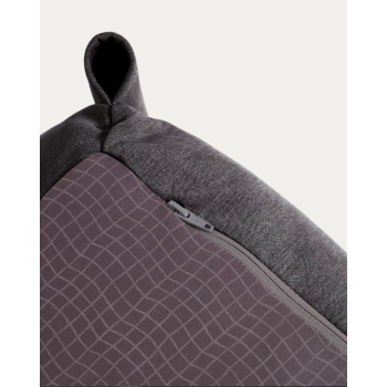 Firkantet modulær udendørs loungesofapuf, mørkegrå og sort aluminium, 165x101 cm