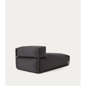 Firkantet modulær udendørs loungesofapuf, mørkegrå og sort aluminium, 165x101 cm