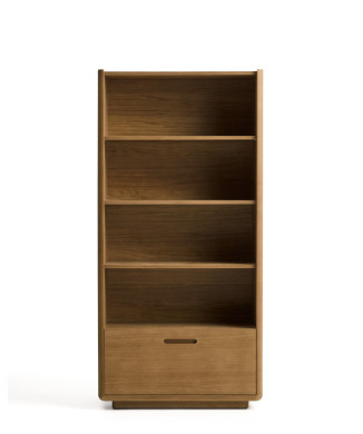 Arelida reol i finer og massiv eg med lysebrun finish 90 x 185 cm FSC Mix Credit