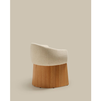 Bosca stol i beige chenille og FSC 100% egetræsfiner
