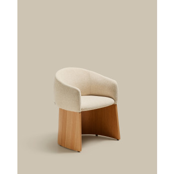 Bosca stol i beige chenille og FSC 100% egetræsfiner