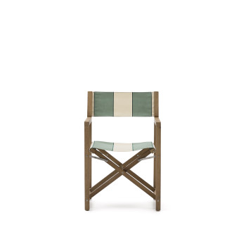 Vilara foldbar udendørsstol med grønne og beige striber lavet af 100% FSC massivt akacietræ.