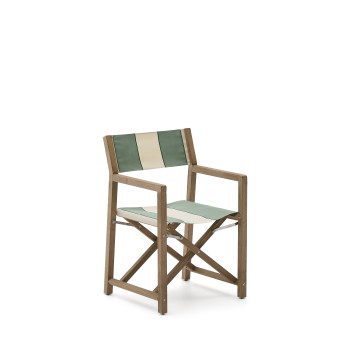 Vilara foldbar udendørsstol med grønne og beige striber lavet af 100% FSC massivt akacietræ.