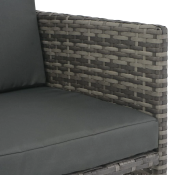 7-delt udendørs spisebordssæt med hynder i grå polyrattan