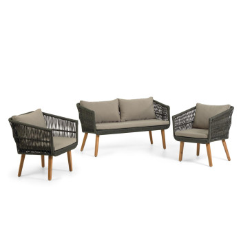 Inti 2-personers sofa og 2 lænestole i grønt reb FSC 100%