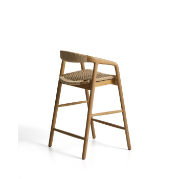Derile skammel i massivt egetræ med naturlig finish og beige papirgarn FSC Mix Credit 65 cm