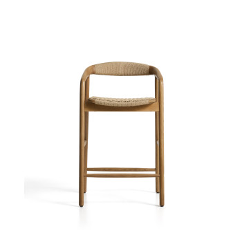 Derile skammel i massivt egetræ med naturlig finish og beige papirgarn FSC Mix Credit 65 cm