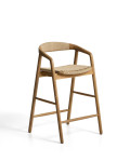 Derile skammel i massivt egetræ med naturlig finish og beige papirgarn FSC Mix Credit 65 cm