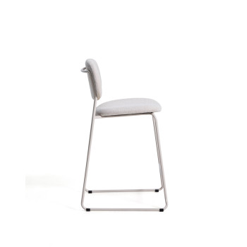 Meli stabelbar skammel i beige chenille med beige metalben FSC Mix Credit 65 cm