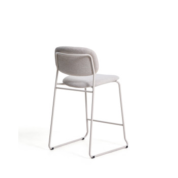 Meli stabelbar skammel i beige chenille med beige metalben FSC Mix Credit 65 cm