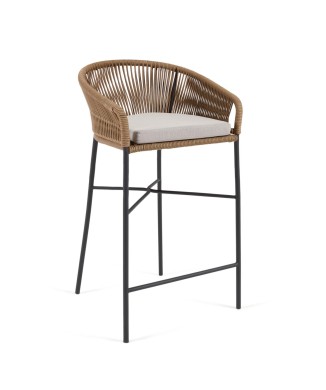 Yanet skammel i beige reb, højde 80 cm