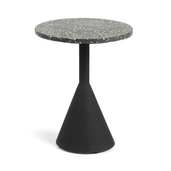Delano sofabord i sort terrazzo og sorte stålben Ø 40 cm