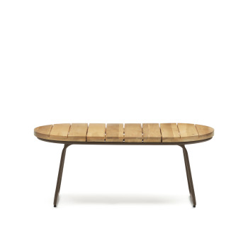 Salguer udendørs sofabord, massivt akacietræ, brunt stål, Ø 100 x 50 cm, FSC 100%