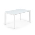 Axis udtræksbord i hvidt glas og hvide glasben 200 cm