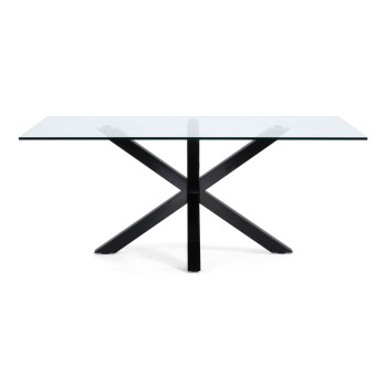 Argo bord i glas og stålben, uden transparent finish