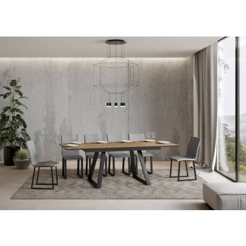 Bernadette Bord - Udtræksbord 90x160/220 cm Bernadette Hvid Ask Antracit Stel