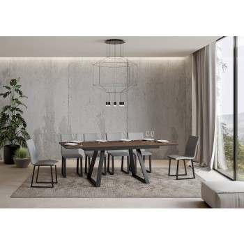 Bernadette Bord - Udtræksbord 90x160/220 cm Bernadette Hvid Ask Antracit Stel