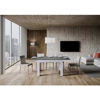 Bibi Bord - Udtræksbord 90x120/180 cm Bibi Mix Spatel Hvid bordplade - Spatel Antracit fod