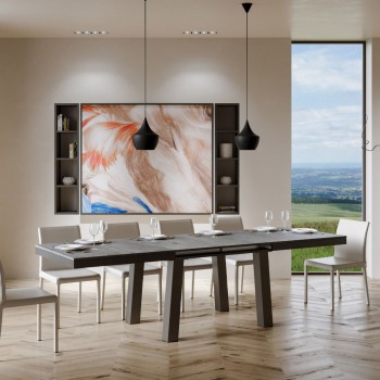 Bridge Evolution Bord - Udtræksbord 90x160/264 cm Bridge Evolution Hvid Ask Antracit Stel