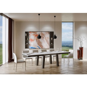 Bridge Evolution Bord - Udtræksbord 90x160/264 cm Bridge Evolution Hvid Ask Antracit Stel