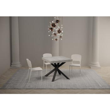 Clerk Premium bord med antracit ben D.90 - Udtræksbord 90x90/194 cm Clerk Premium bordplade i hvid ask - antracit ben