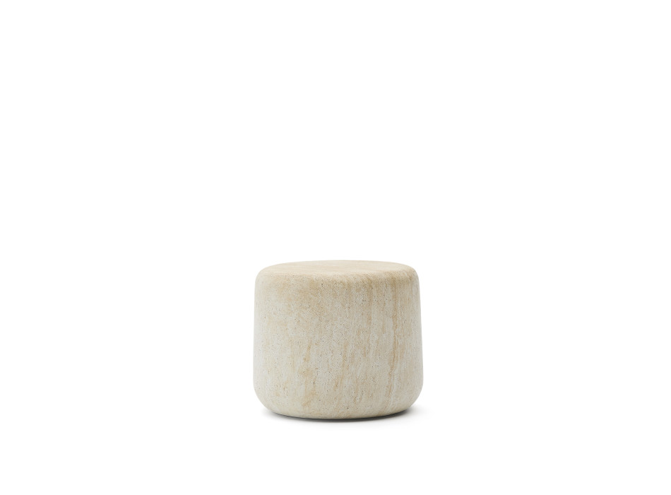 Drasi beton sidebord med travertin-look finish, Ø 60 cm